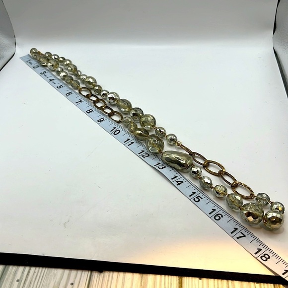 Aurora Borealis Beads in Assorted Sizes. Hammered Oval gold tone Chain 34” - Picture 10 of 10